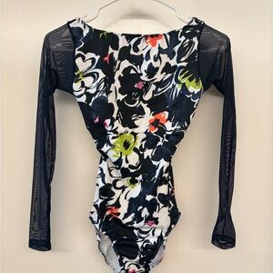 Floral Long Sleeve Women's Bodysuit